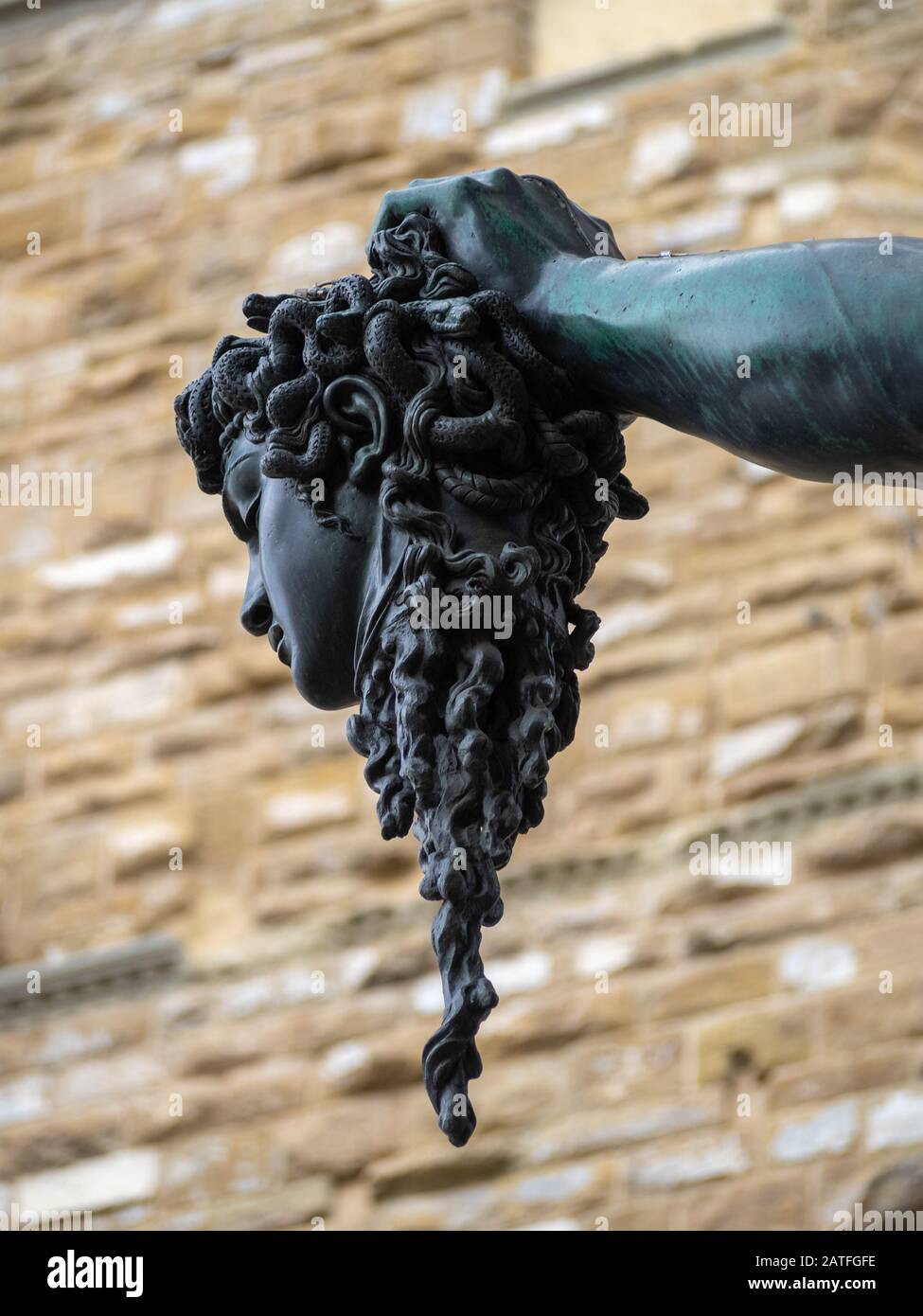 Detail of the Medusa Head by Benvenuto Cellini, Loggia dei Lanzi, Florence Stock Photo