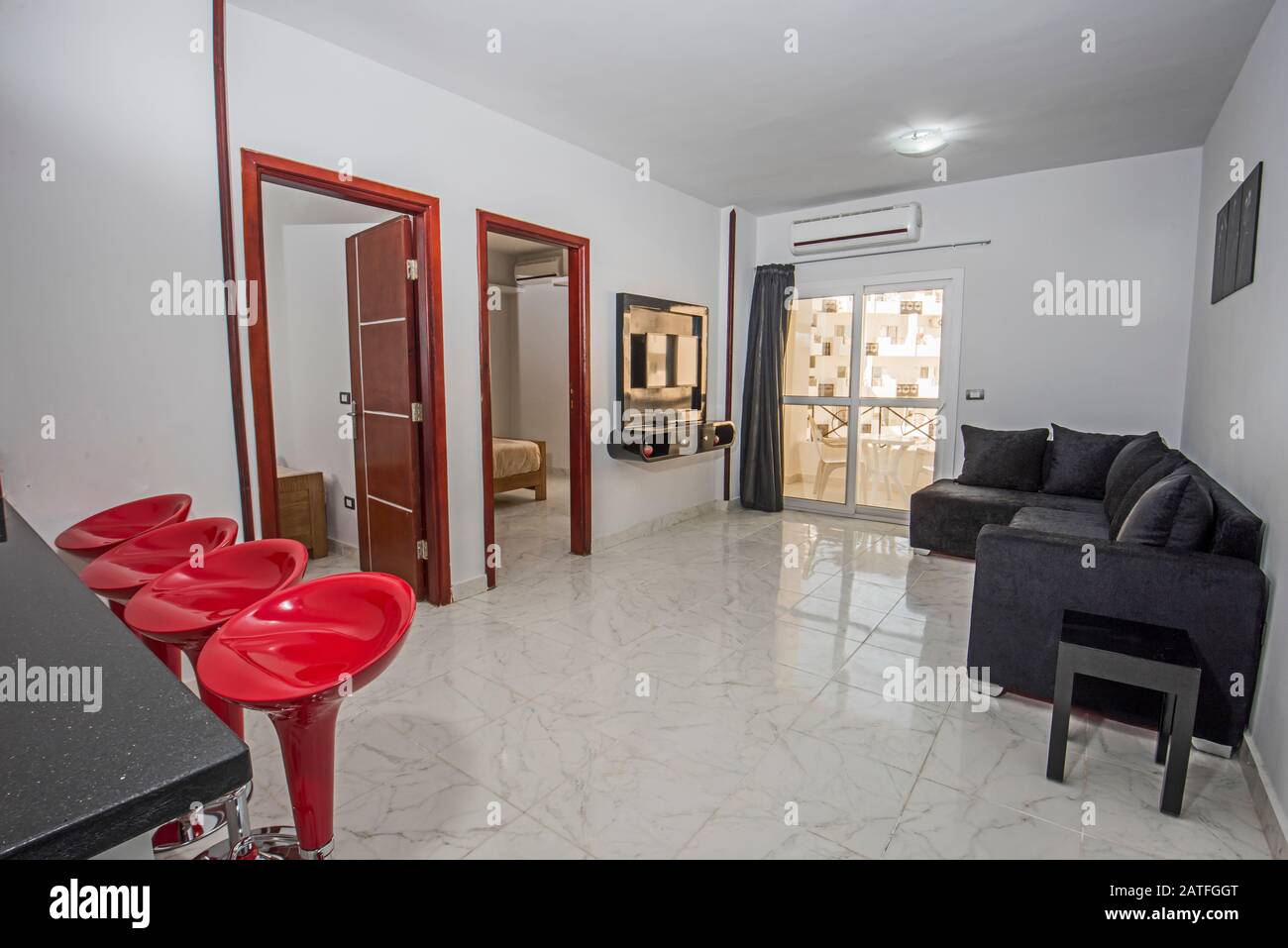 Picture of Living room lounge area in luxury apartment show home showing interior ...