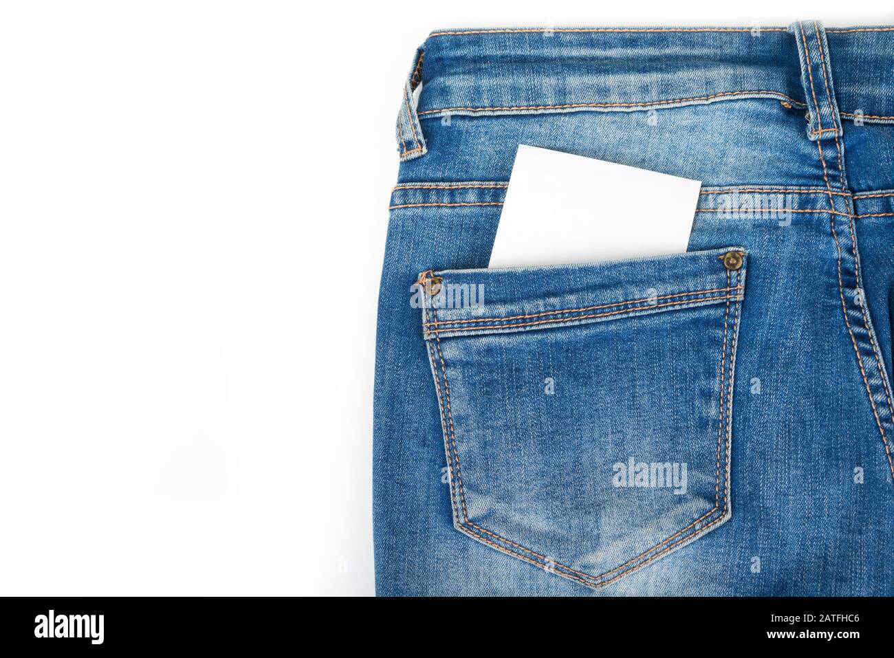 Blue jeans back pocket with paper note Stock Photo - Alamy