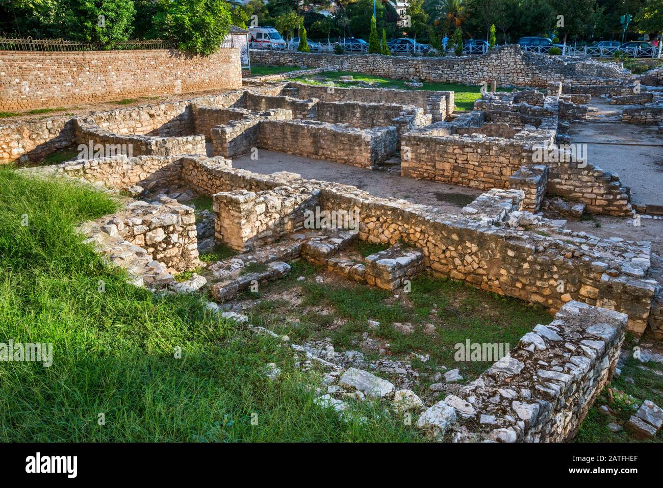 Roman ruins, 5th century, in Saranda (Sarande), Albanian Riviera, Albania Stock Photo