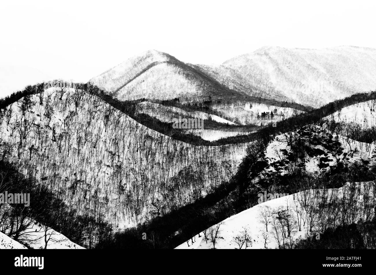 Japan, Hokkaido, Rausu, Mountains in winter Stock Photo