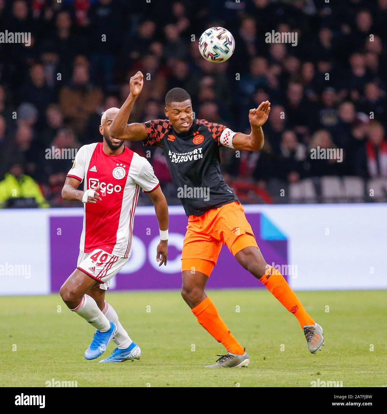 2 February 2020 Amsterdam The Netherlands Soccer Ajax V Psv Eredivisie 2019 2020 Ryan Babel Of Ajax Denzel Dumfries Of Psv Eindhoven Stock Photo Alamy
