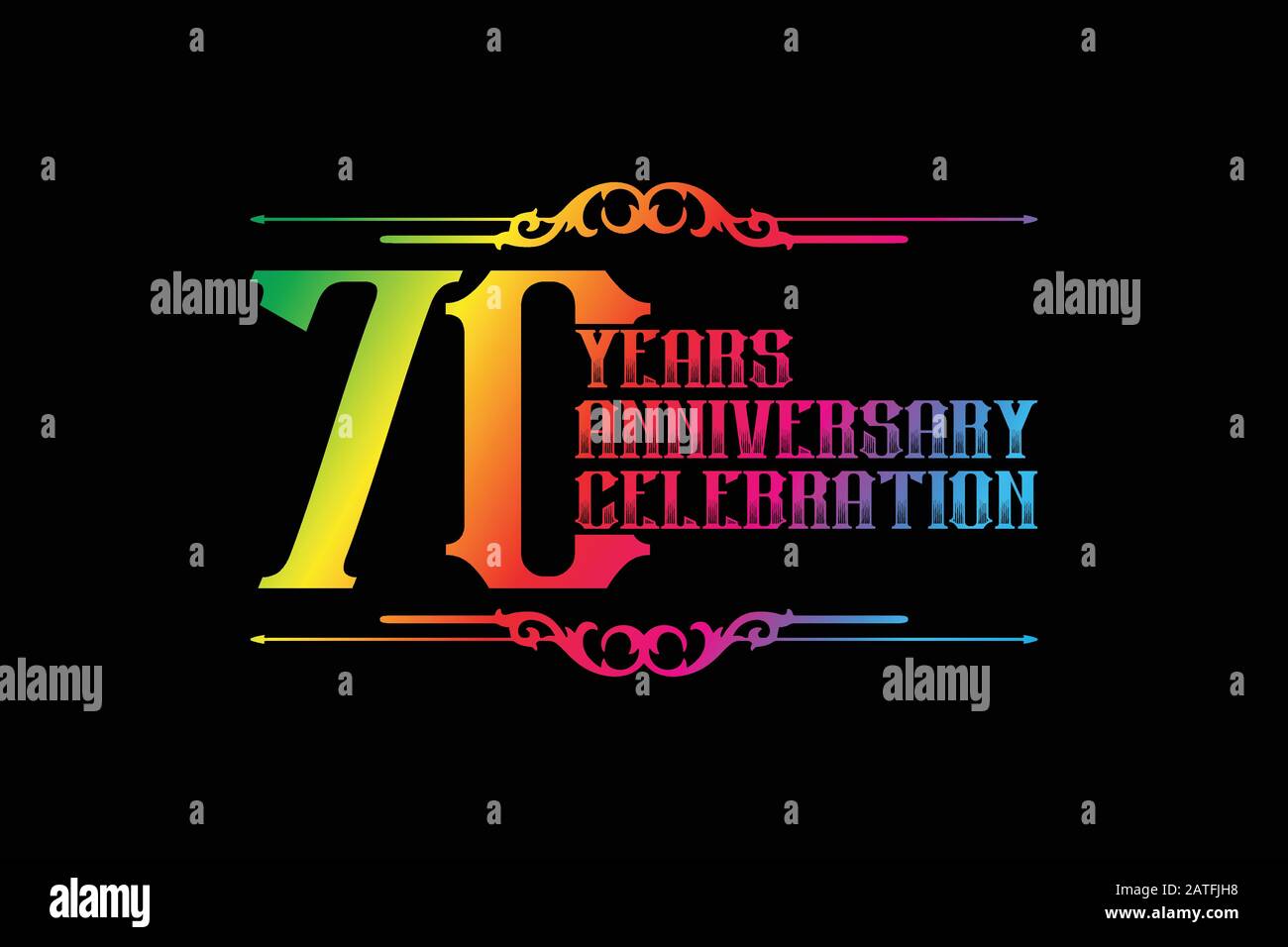 70th years anniversary logo template, vector design birthday celebration Stock Vector