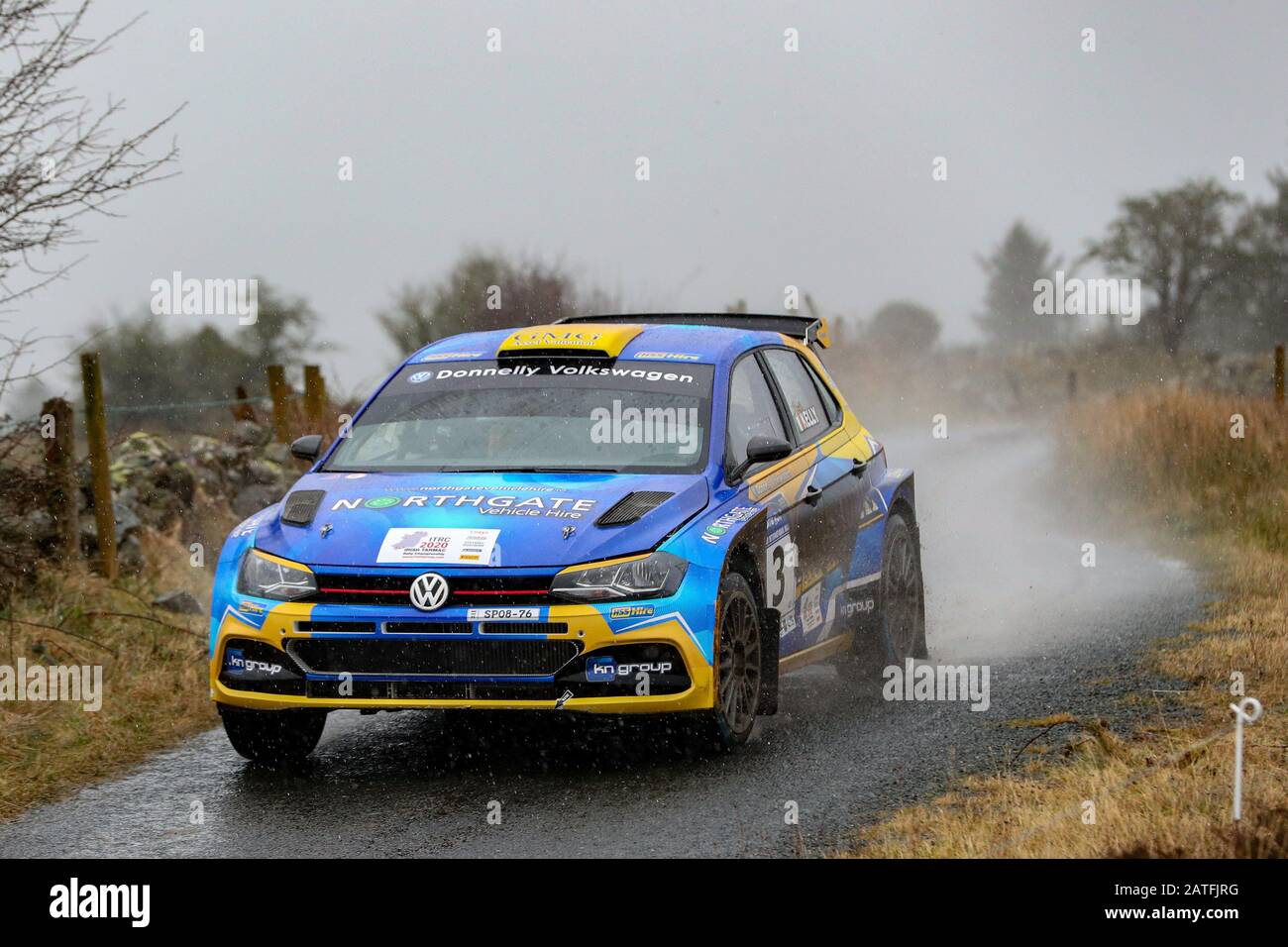 Galway, Galway, Ireland. 2nd Feb, 2020. Irish Tarmac Rally Championship,  Galway International Rally; Donagh Kelly and Conor Foley (Volkswagen Polo  GTI R5) finish in 3rd place overall Credit: Action Plus Sports/Alamy Live