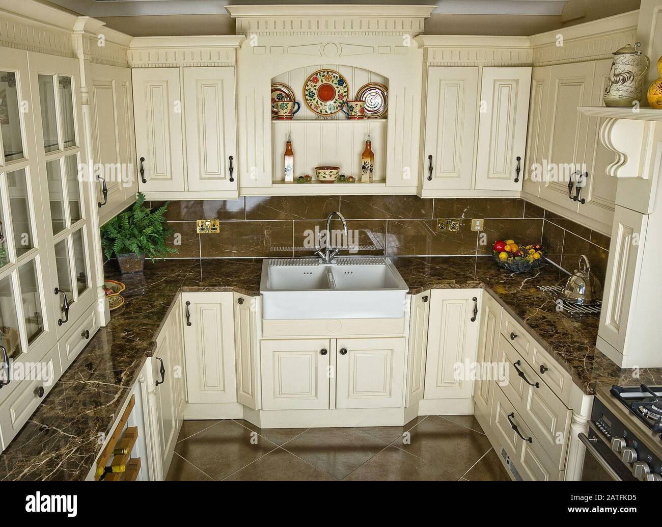 Kitchen with appliances and a beautiful interior designe Stock Photo