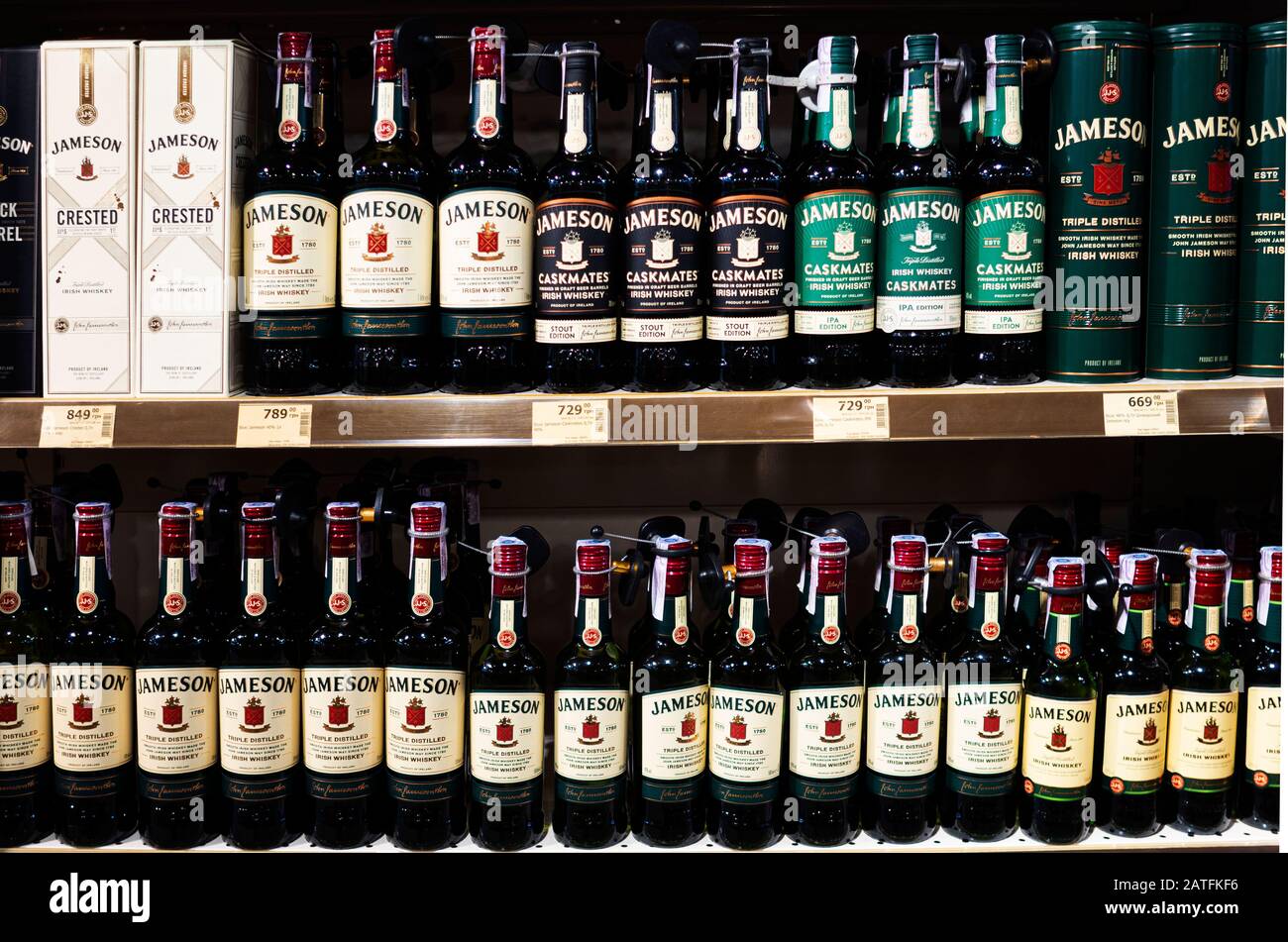 Bottles of Irish whiskey Jameson are seen displayed in a supermarket store  Stock Photo - Alamy