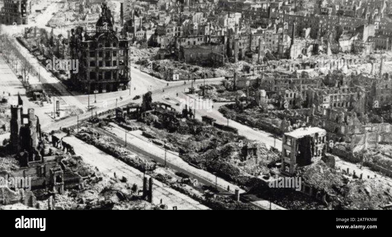 DRESDEN Centre of the German city after the Allied bombing raids in February 1945 Stock Photo