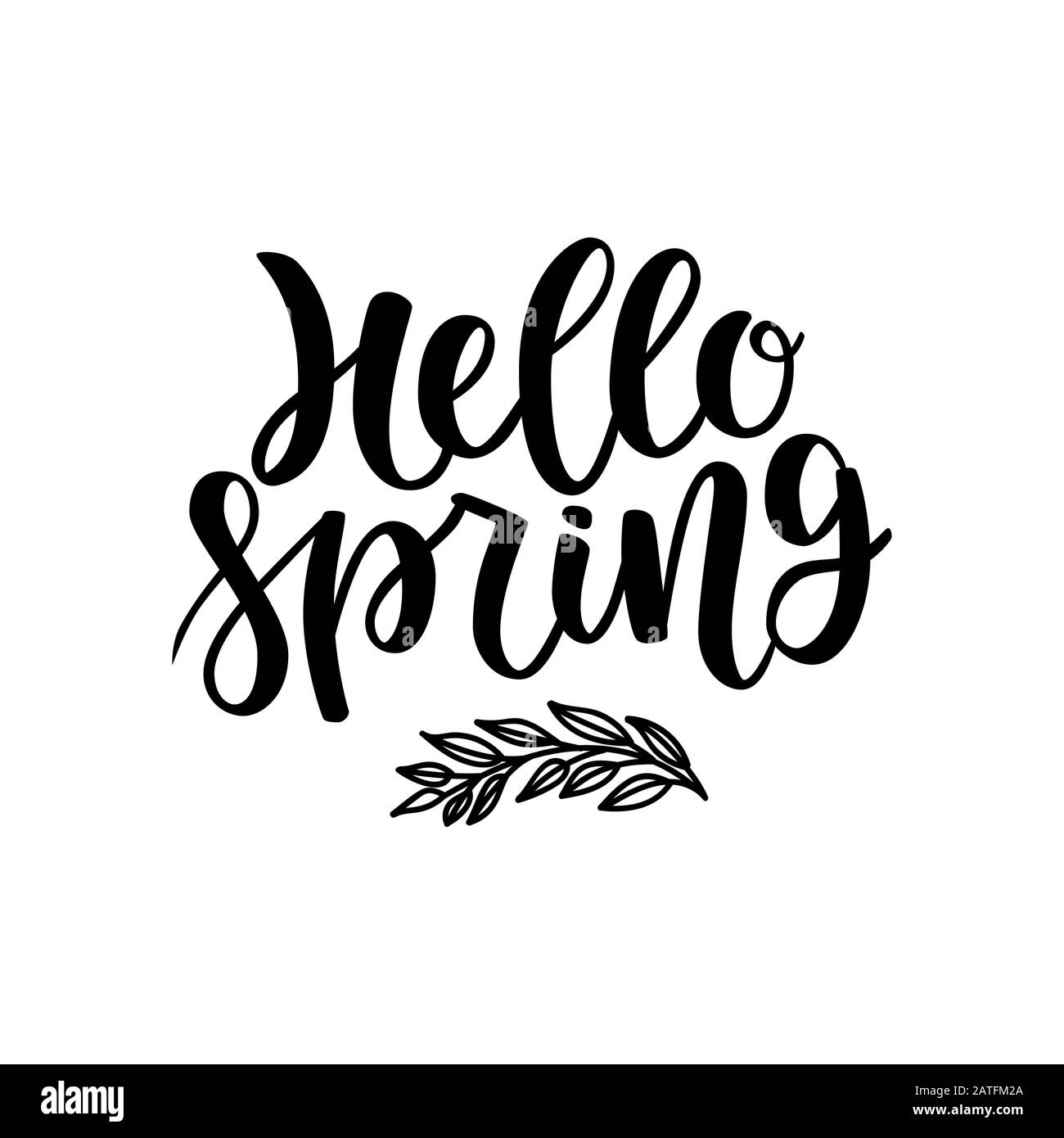 Hello spring greeting text Black and White Stock Photos & Images - Alamy