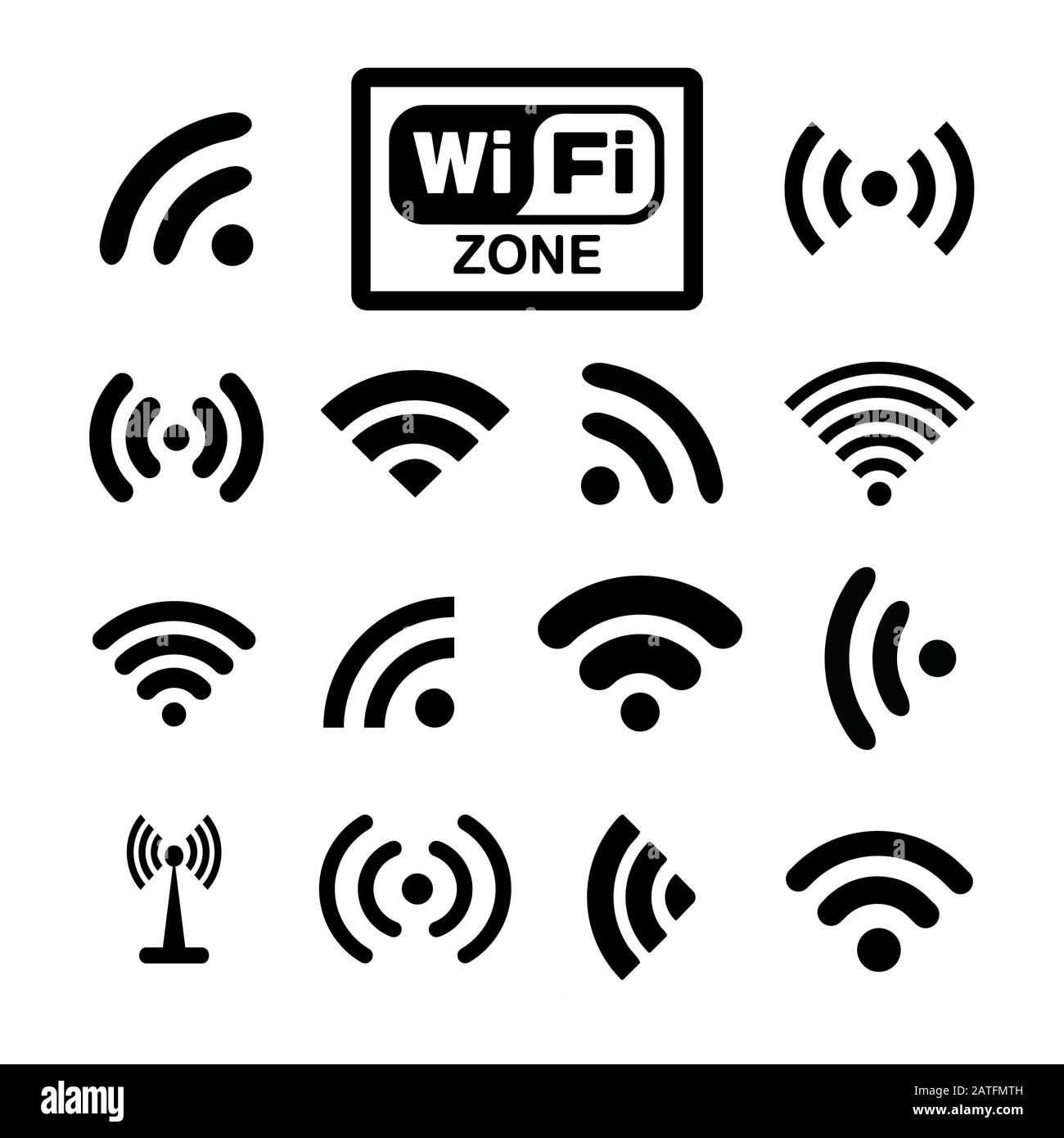 Set of different black wireless and wifi icons for remote access and  communication via radio waves. Vector illustration on white background  Stock Vector Image & Art - Alamy