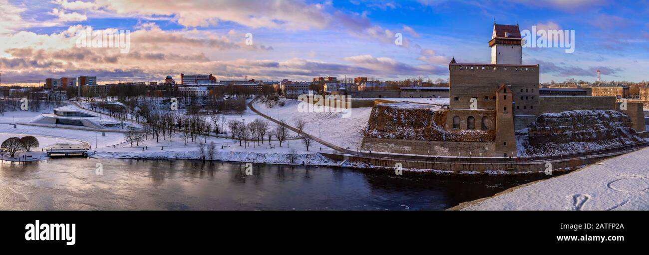 View of the promenade of Narva Stock Photo