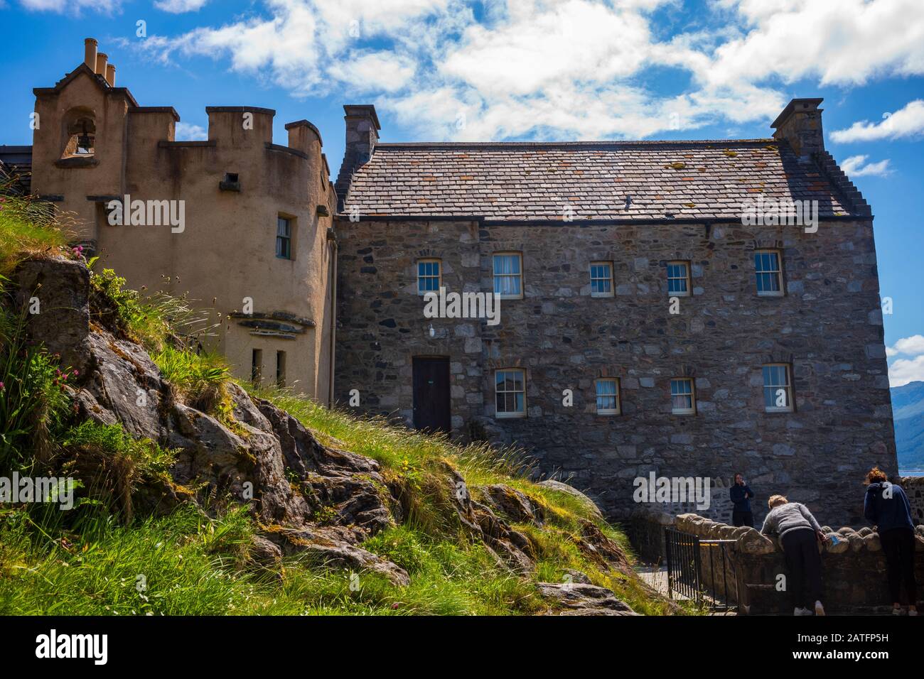 Dornie, Scotland/UK-June 26, 2019: Eilean Donan Castle, a 13th Century Castle in the Highlands of Scotland, UK, is a site that frequently appears in p Stock Photo