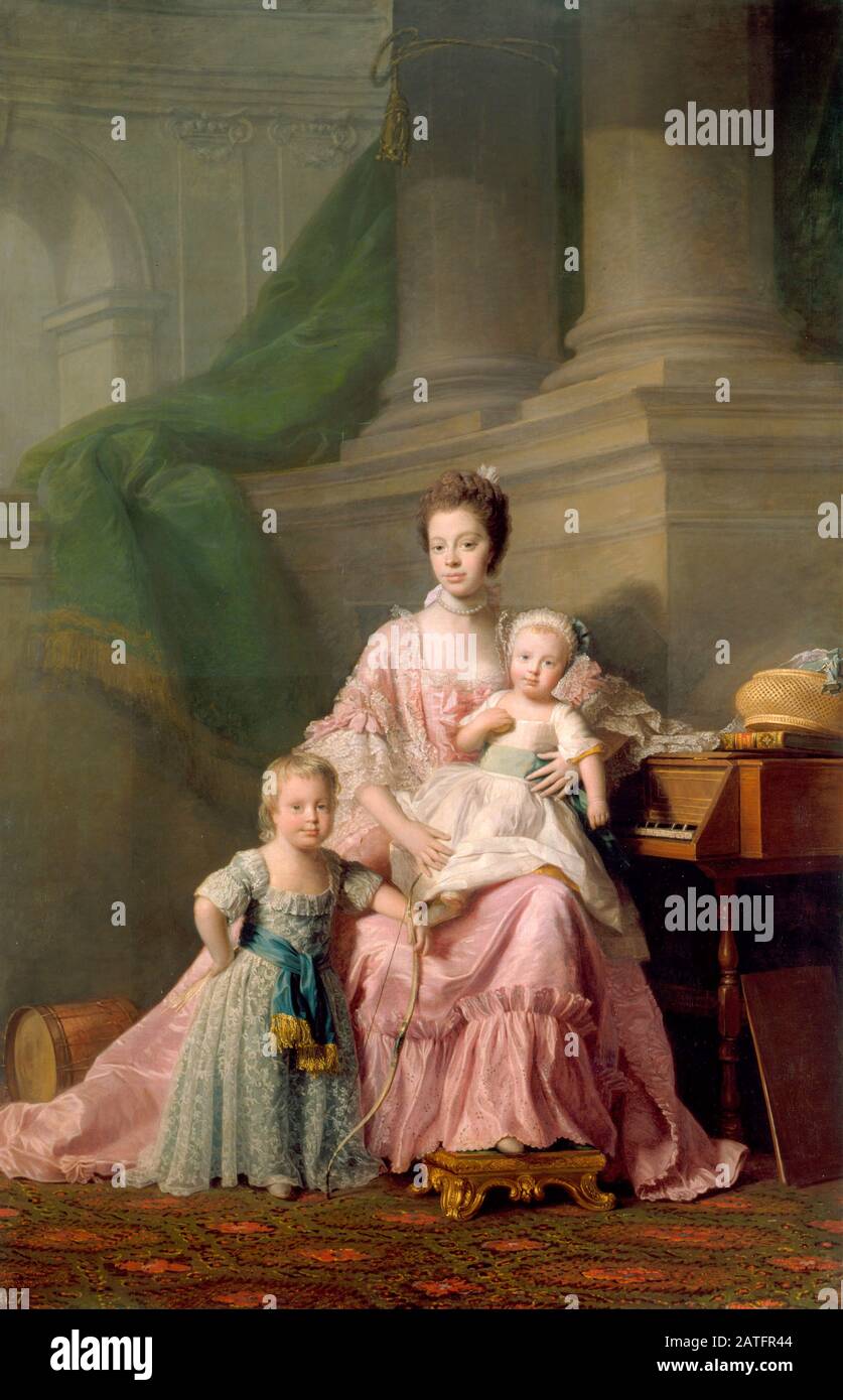 Queen Charlotte (1744-1818), with her Two Eldest Sons by Allan Ramsay, 1764 Stock Photo