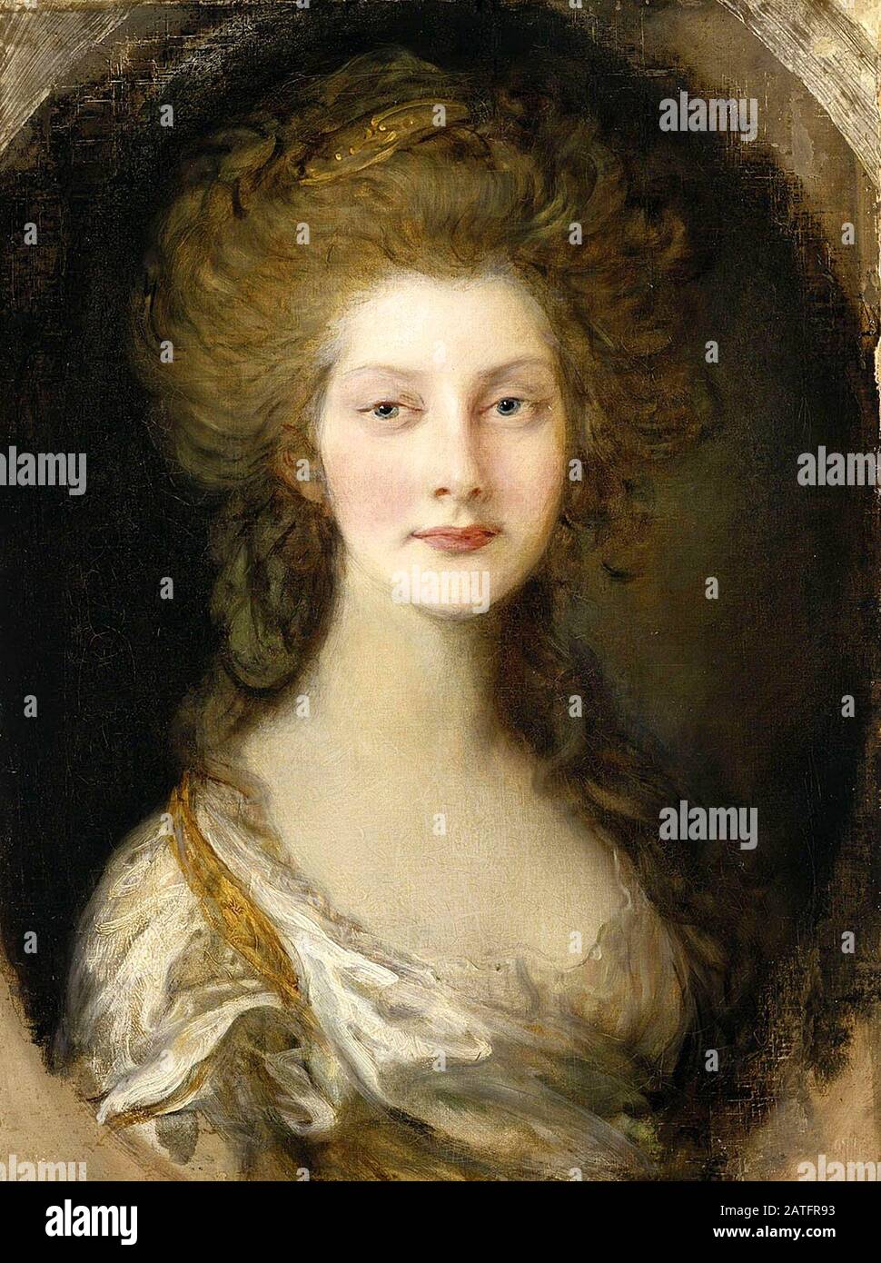 Princess Augusta, aged thirteen by Thomas Gainsborough. Princess Augusta Sophia of the United Kingdom (1768 – 1840) sixth child and second daughter of King George III and Queen Charlotte. Stock Photo