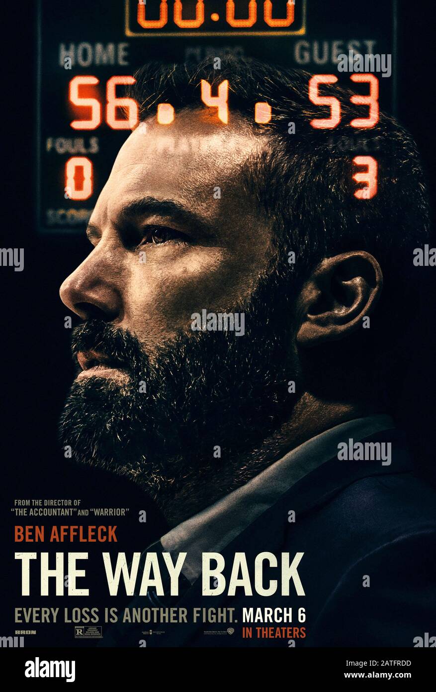 The Way Back (2020) directed by Gavin O'Connor and starring Ben Affleck, Janina Gavankar, Michaela Watkins and Hayes MacArthur. An alcoholic retired basketball player returns to coach his alma mater. Stock Photo