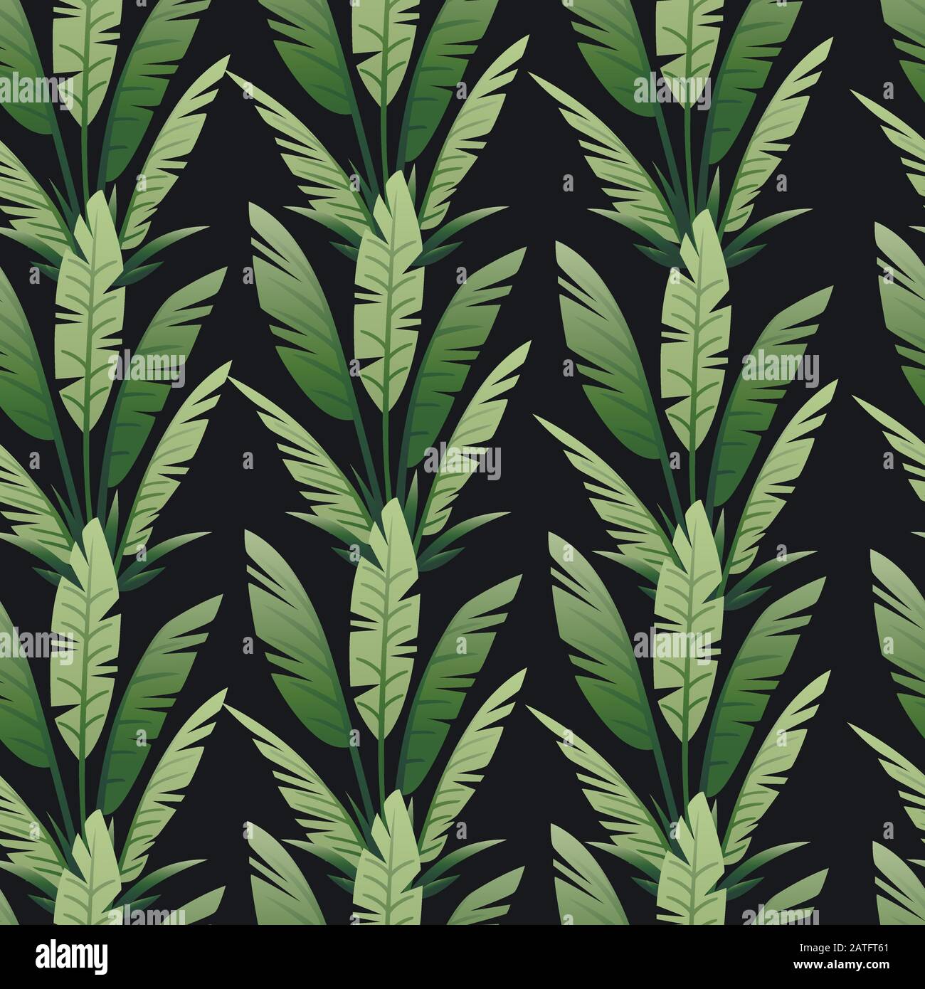 Seamless pattern of tropical leaves exotical jungle leaf vector floral ...