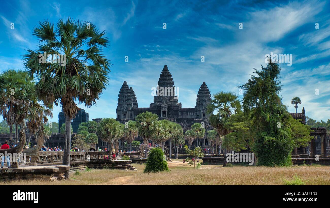 Angkor Wat in Siem Reap,Cambodia is the largest religious monument in