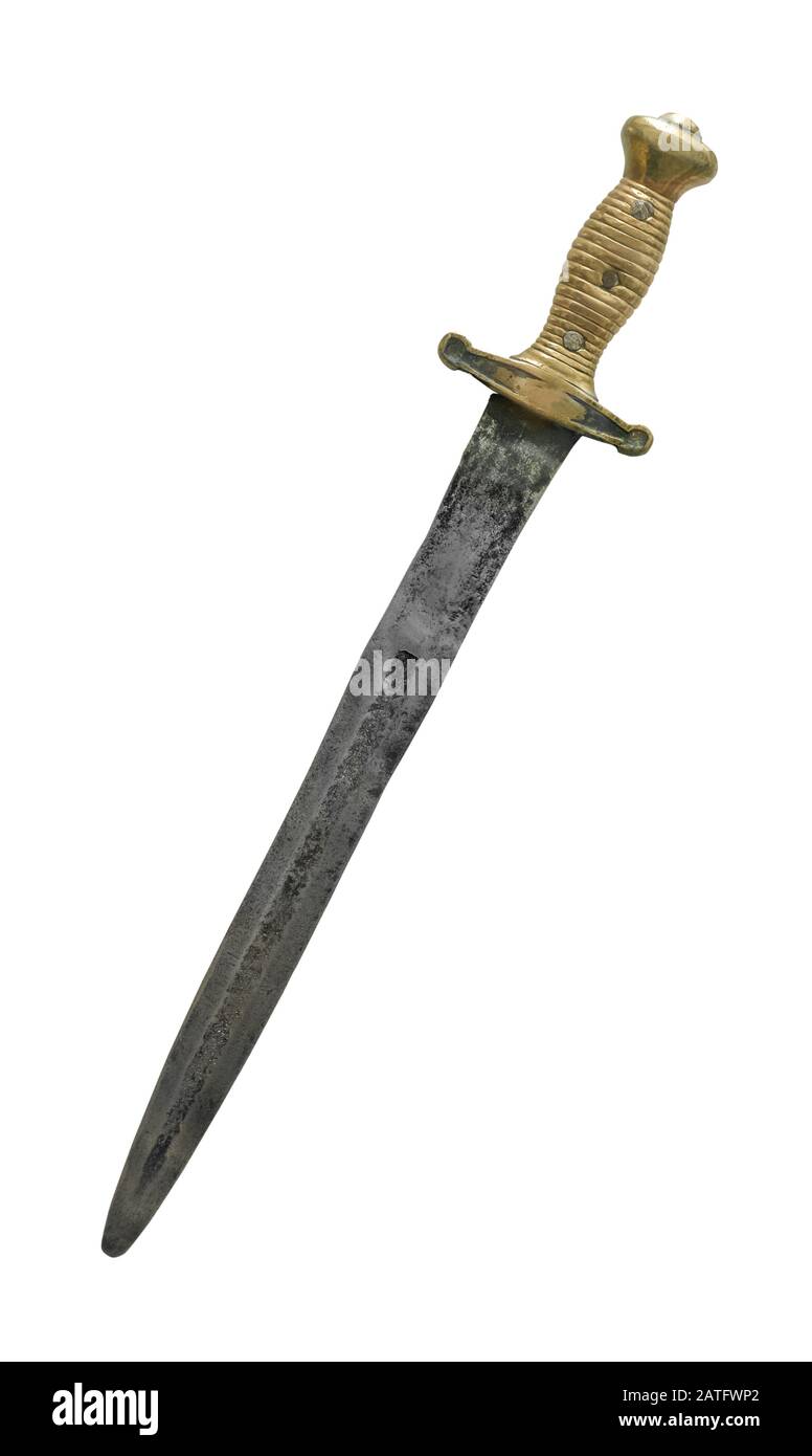 An Isolated Medieval Dagger Or Sword On A White Background Stock Photo