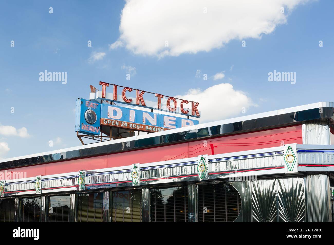 The iconic art deco style Tick Tock diner a traditional American New Jersey restaurant Stock Photo