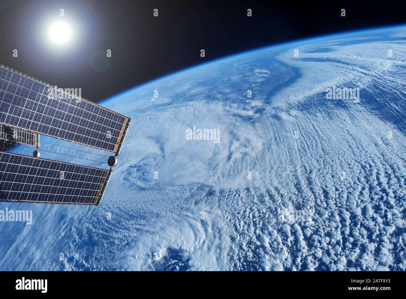 Earth atmosphere from space Elements of this image were furnished by NASA. Stock Photo