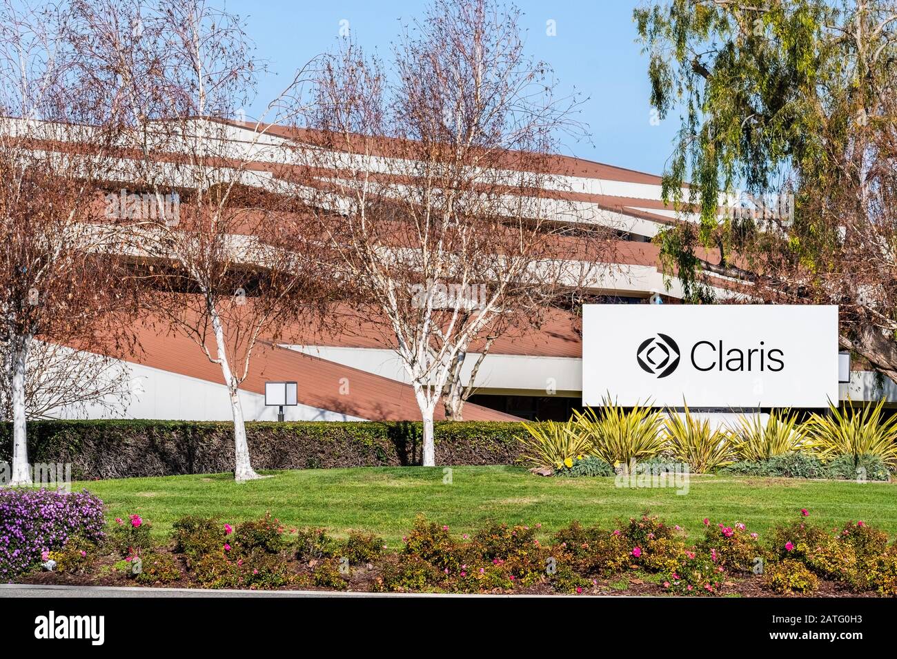 Jan 30 2020 Santa Clara / CA / USA - Claris headquarters in Silicon Valley; Claris International Inc. (formerly FileMaker Inc.,) is a computer softwar Stock Photo