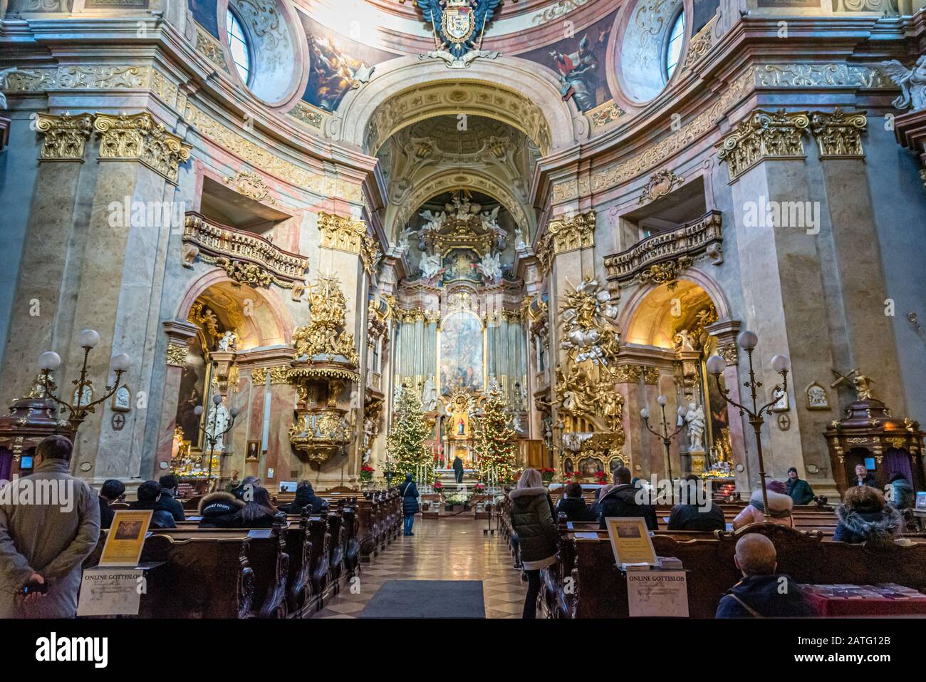 Inside St Peter's Church (Peterskirche) in Vienna, Austria Stock Photo