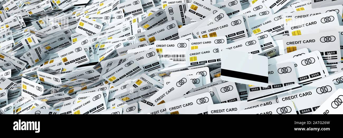 Infinite credit cards abstract background, finance and global payments concept, original 3d rendering illustration Stock Photo