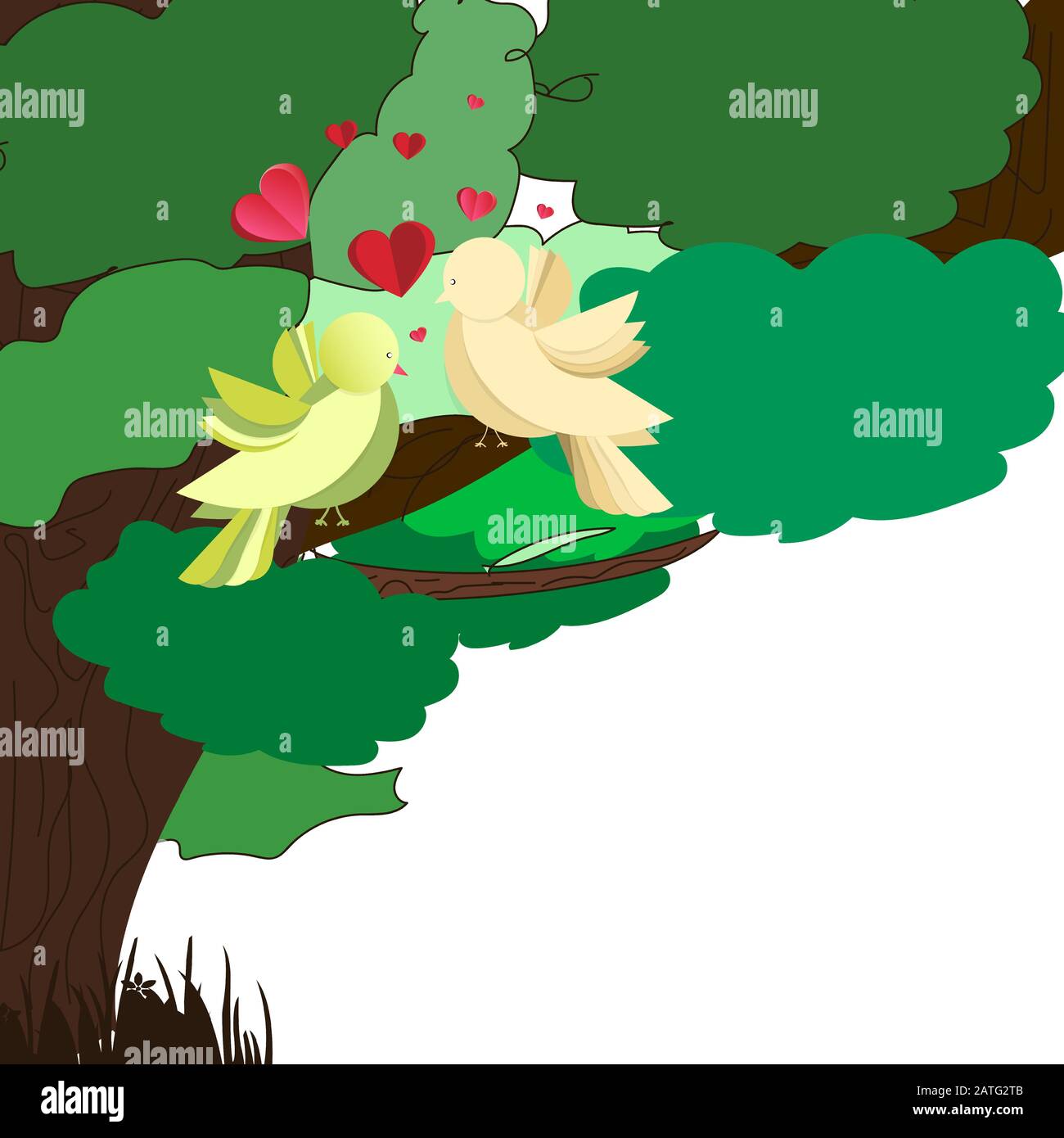 Cute and happy love birds on tree with heart Stock Vector Image & Art ...