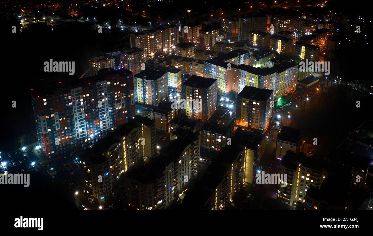 View From The Drone To The Night City Of Irpin Kiev Region Ukraine Stock Photo Alamy