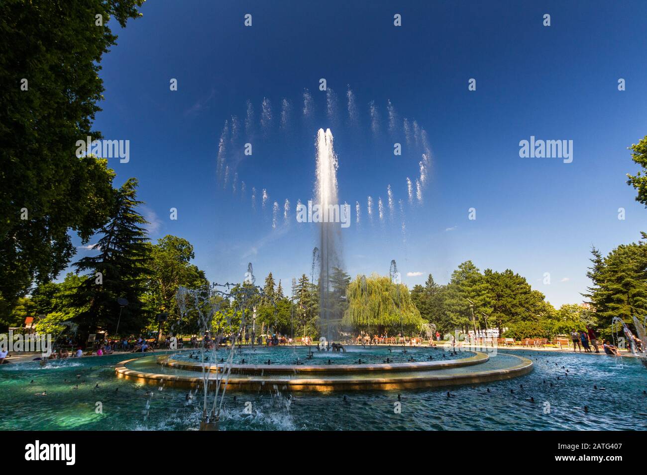 Budapest, the Margaret Island Musical Fountain, landscape on July 3