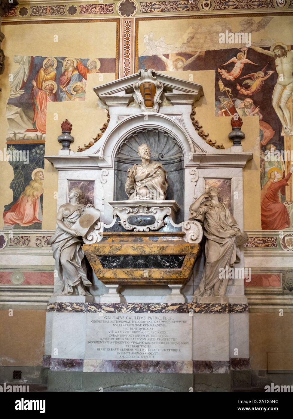 Galileu Galilei tomb inside Basilica di Santa Croce in Florence Stock Photo