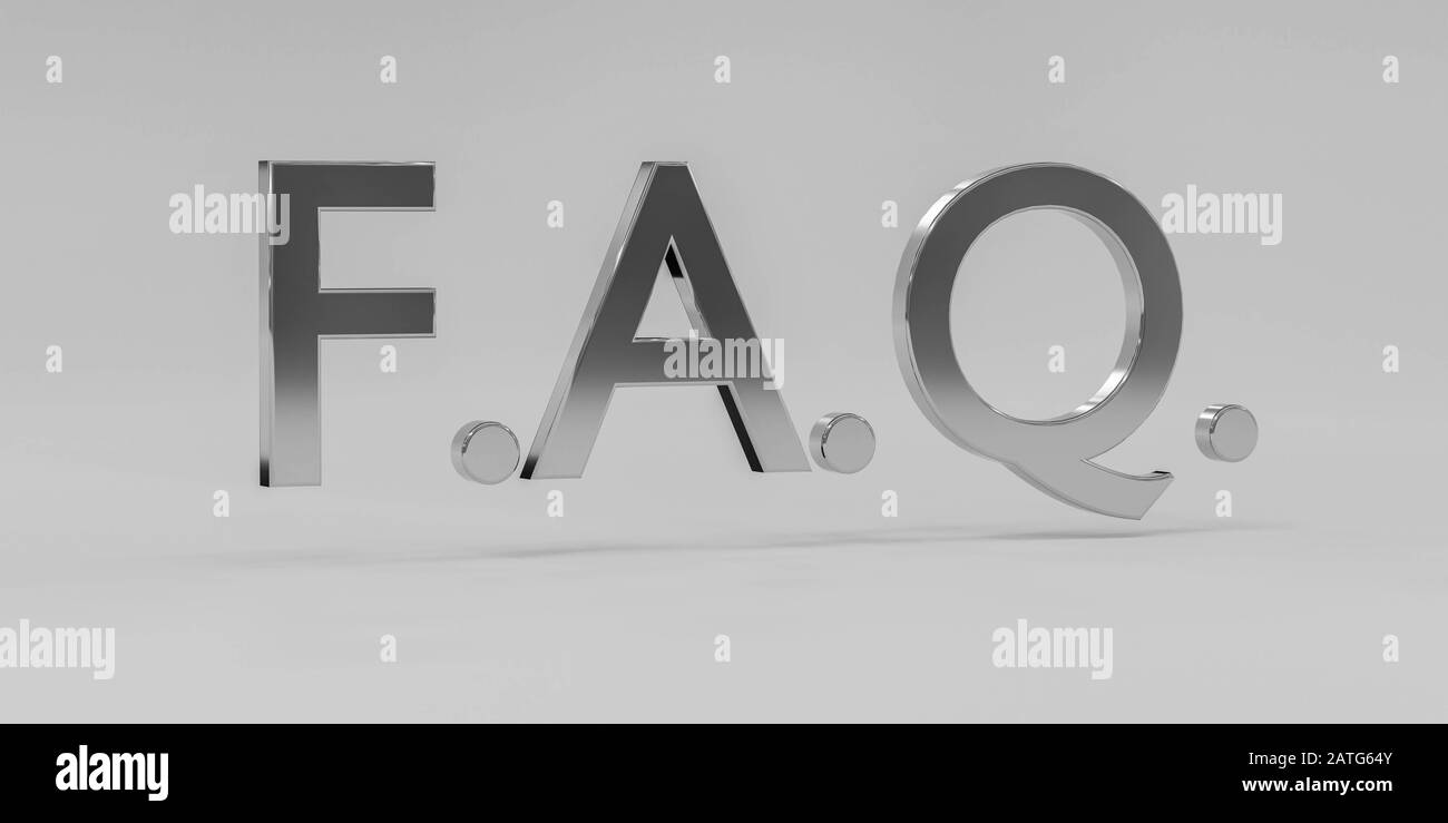 F.A.Q. - Frequently Asked Questions metallic shiny letters isolated on ...