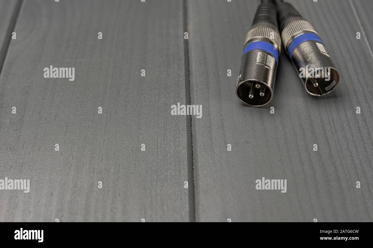 Two xlr and male audio connectors for connecting audio devices with mono signals Stock Photo