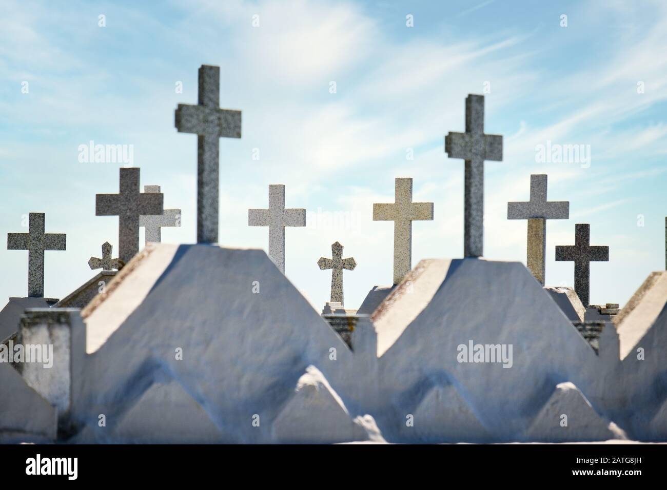 Group Of Crosses On Graves In Christian Cemetery Stock Photo Alamy