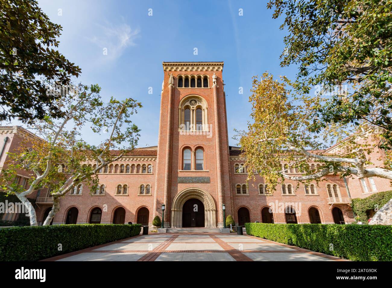 Los Angeles, Jan 15: Afternoon sunny view of the Bovard Auditorium of USC on JAN 15, 2020 at Los Angeles, California Stock Photo