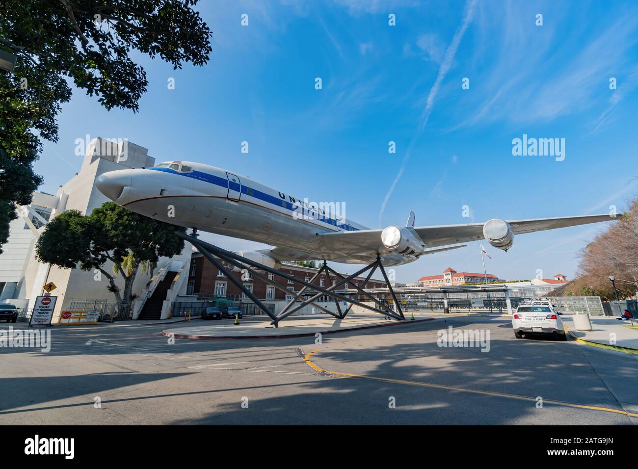Los Angeles, Jan 15: Afternoon sunny view of the Douglas DC-8 airplane on JAN 15, 2020 at Los Angeles, California Stock Photo