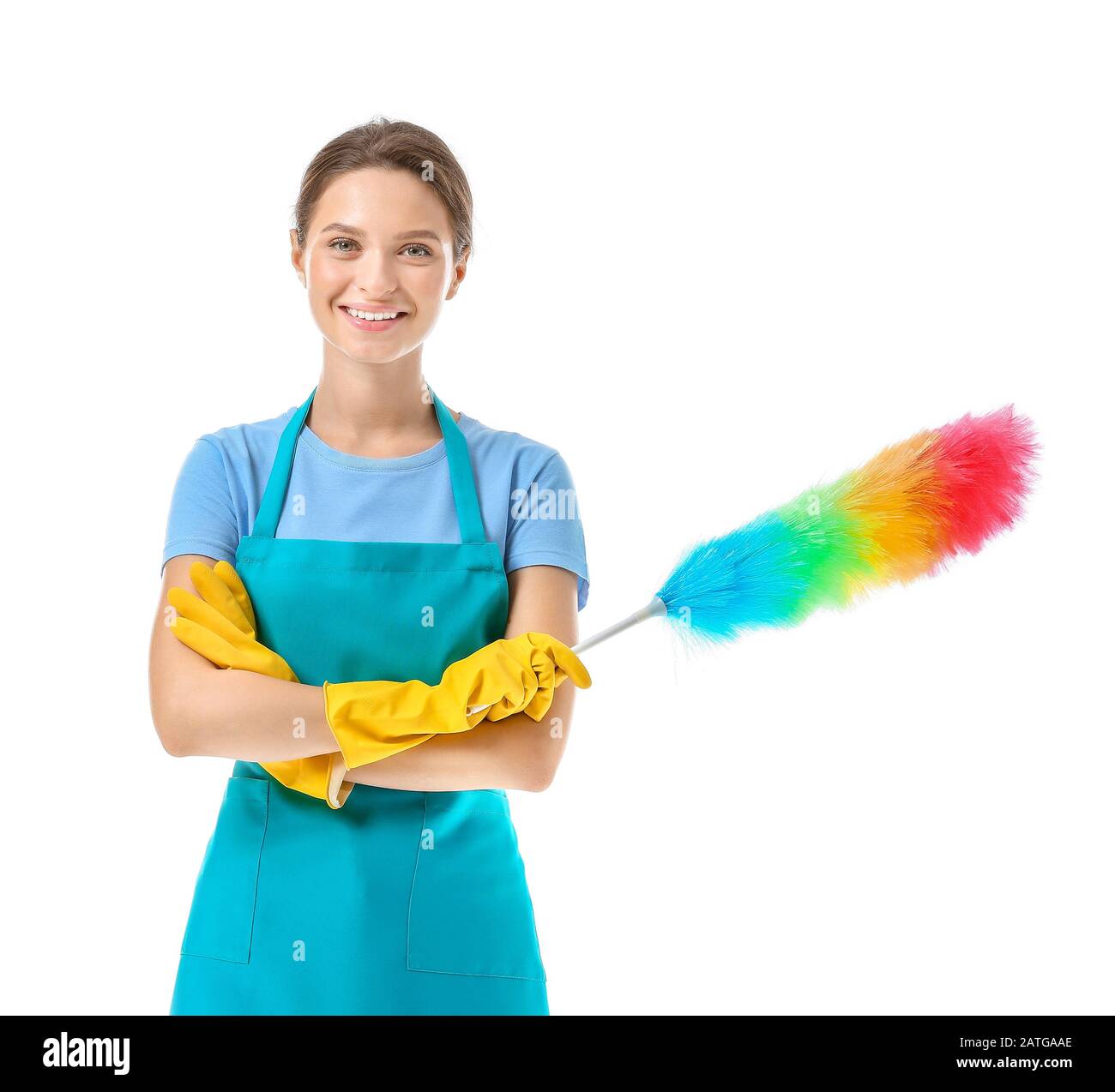 Portrait of janitor on white background Stock Photo - Alamy