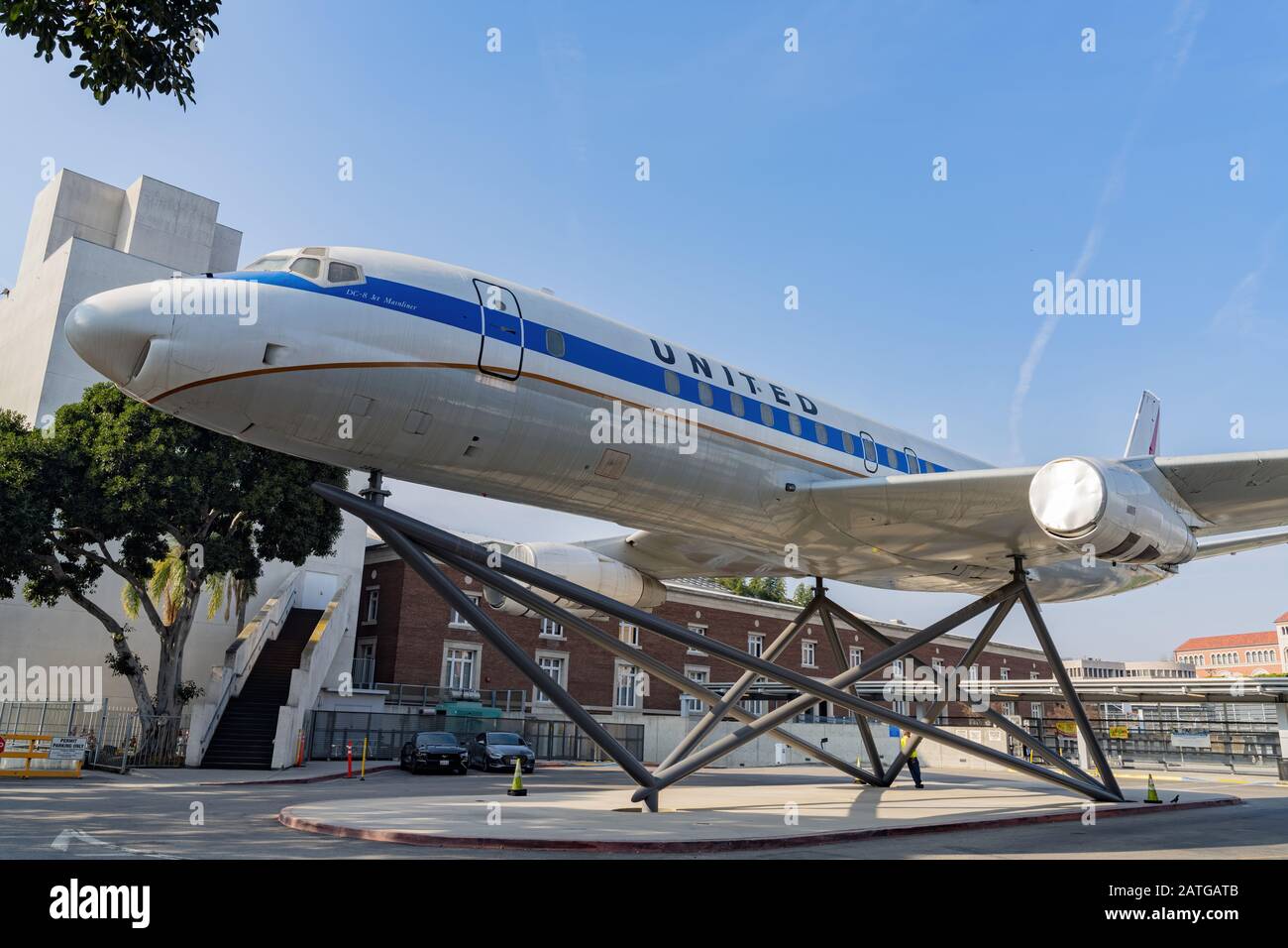 Los Angeles, Jan 15: Afternoon sunny view of the Douglas DC-8 airplane on JAN 15, 2020 at Los Angeles, California Stock Photo