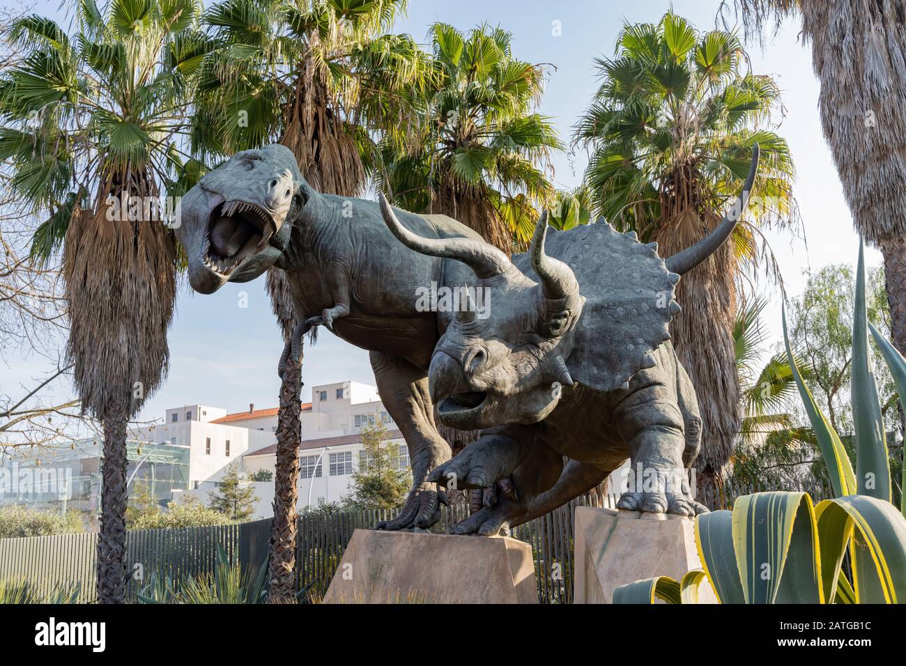 Los Angeles, Jan 15: Dinosaur statue of the Natural History Museum of Los Angeles County (NHM) on JAN 15, 2020 at Los Angeles, California Stock Photo