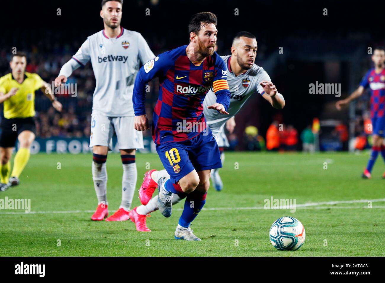 Barcelona, Spain. Credit: D. 2nd Feb, 2020. Lionel Messi (Barcelona