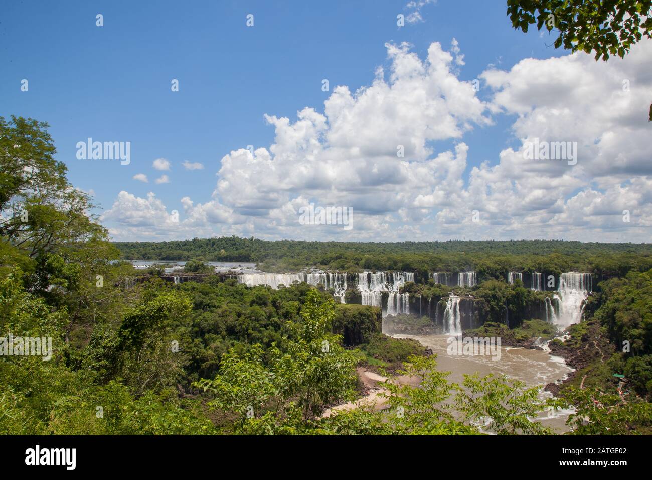 Foz de Iguaçu, world famous waterfall in Brazil and Argentina flowing with heavy rushing water Stock Photo