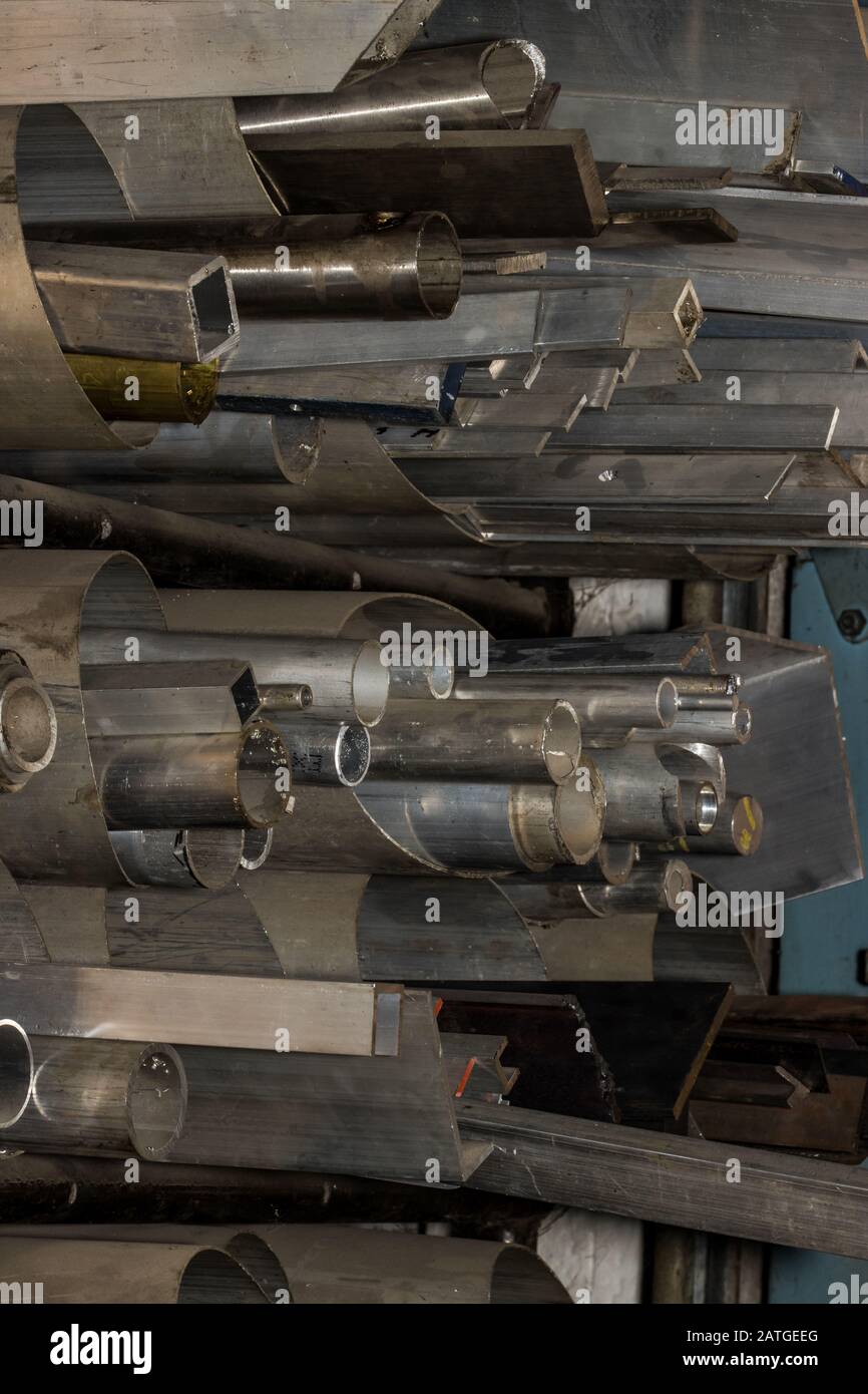 steel-in-a-storage-rack-stock-photo-alamy