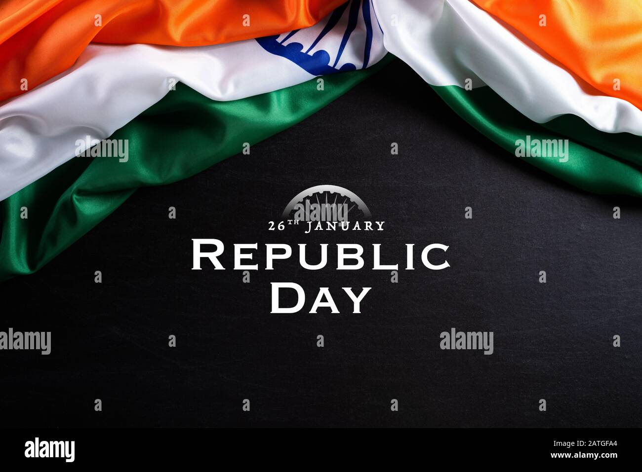 Indian republic day concept. Indian flag with the text Happy republic day  against a blackboard background. 26 January Stock Photo - Alamy