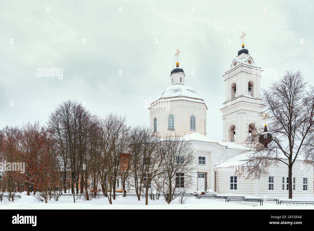 Church of Peter and Pavel in winter. The town of Tarusa. Kaluga oblast. Russia Stock Photo