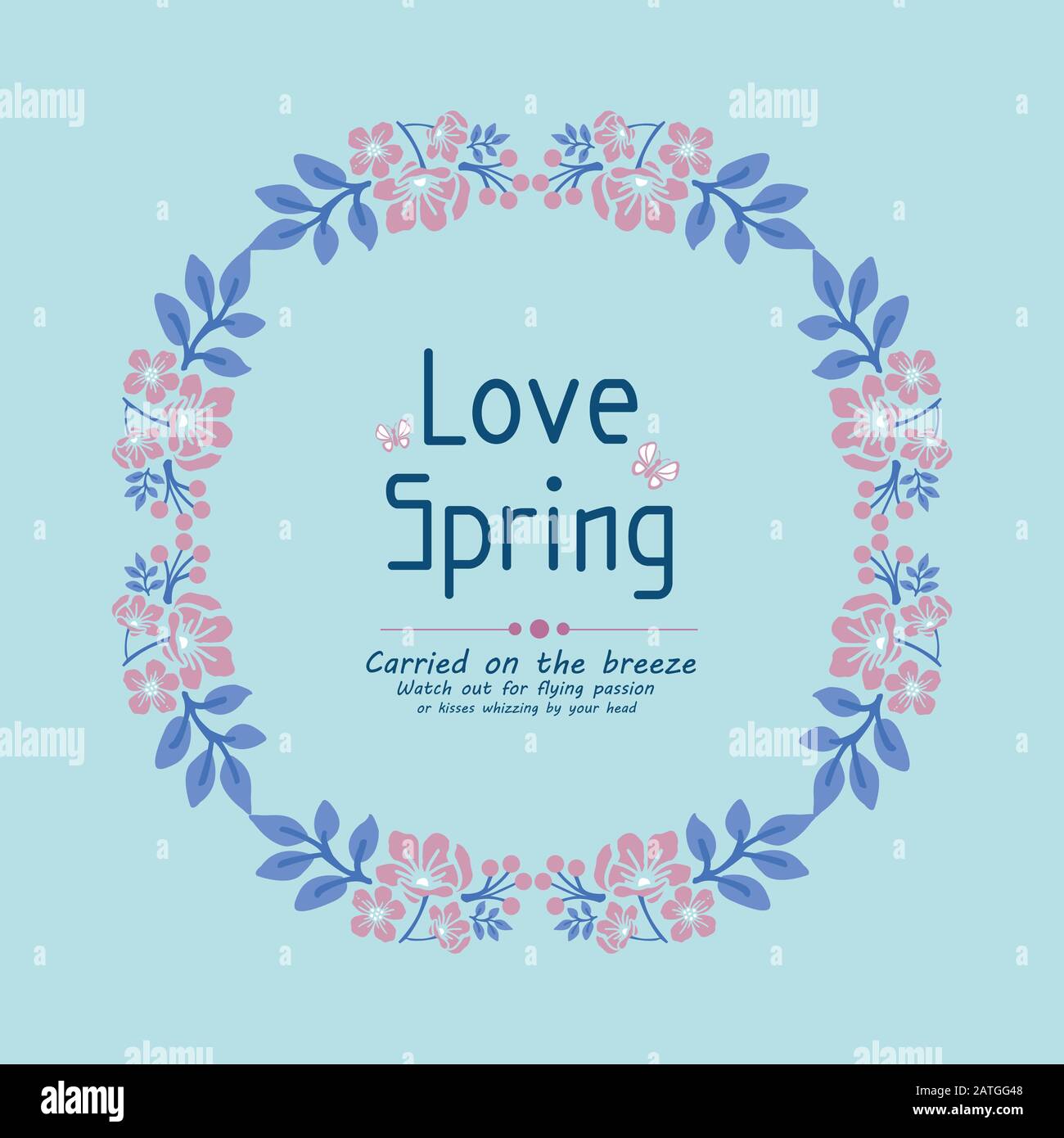 Simple shape of love spring card, with beautiful decoration template of