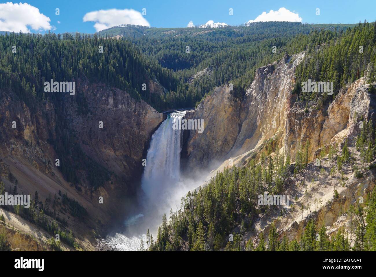 The majestic beauty of Grand Canyon's Lower Falls in Yellowstone National Park. Stock Photo