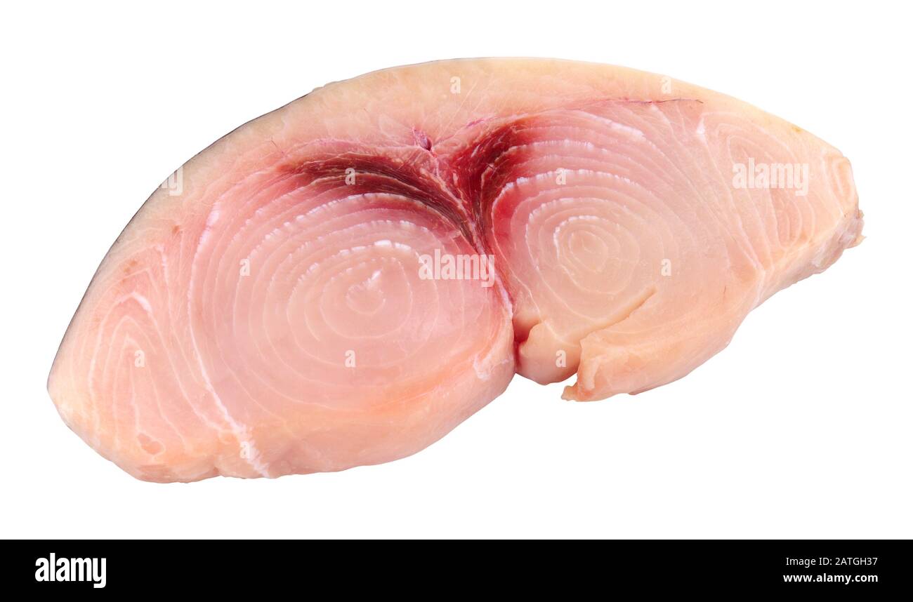 Fresh raw swordfish loin steak isolated on a white background Stock