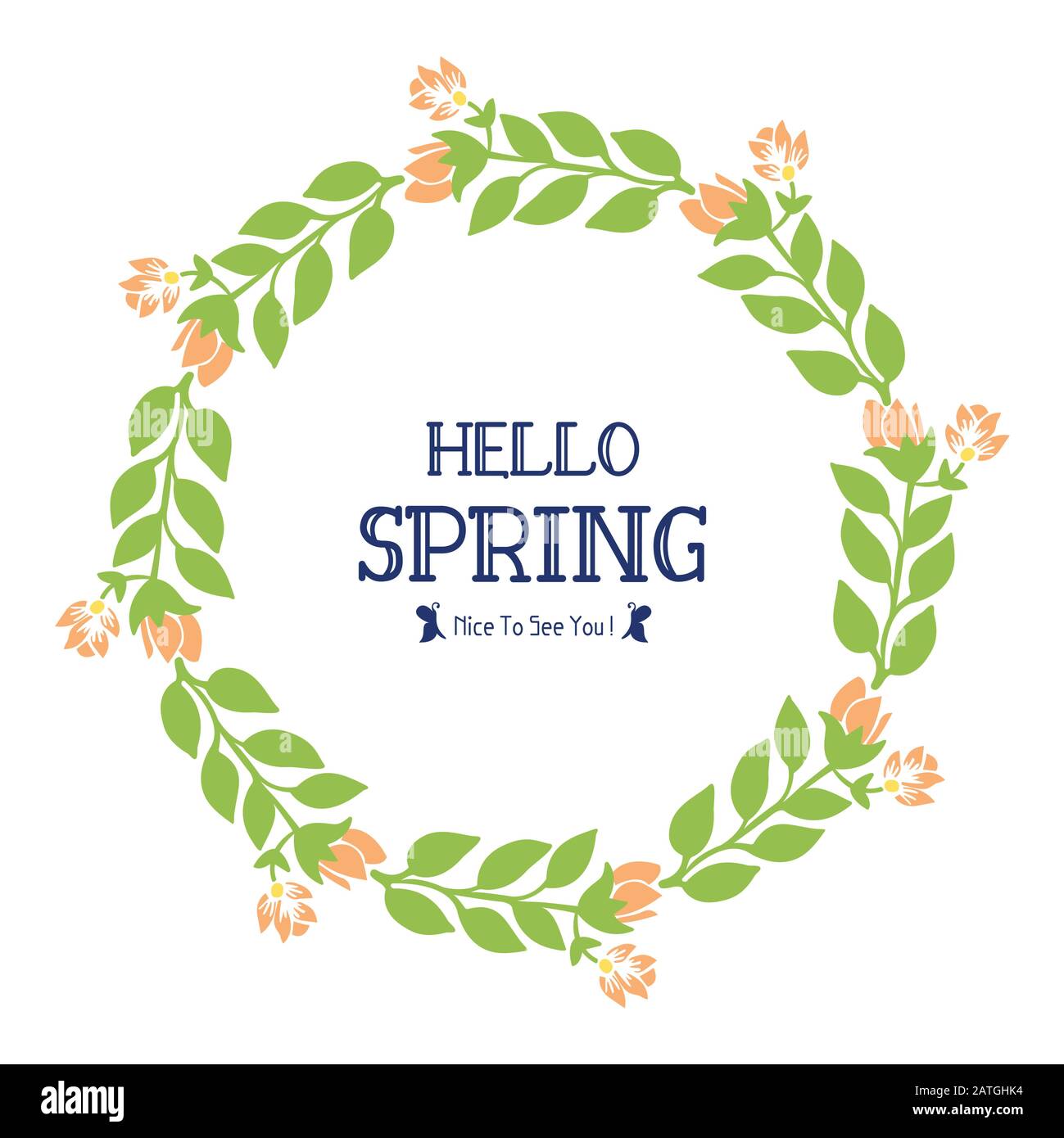 Crowd of leaf and floral frame, for hello spring greeting card design ...