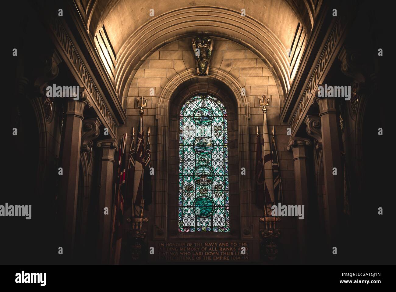 EDINBURGH, SCOTLAND DECEMBER 15, 2018: Interior of Scottish National War Memorial, made by some of Scotland finest artists and craftspeople to those Stock Photo