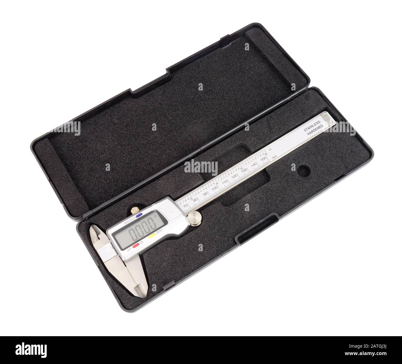 Digital vernier scale measuring caliper isolated on a white background