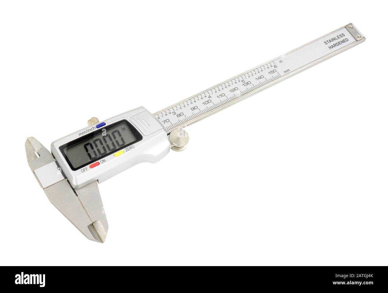 Digital vernier scale measuring caliper isolated on a white background